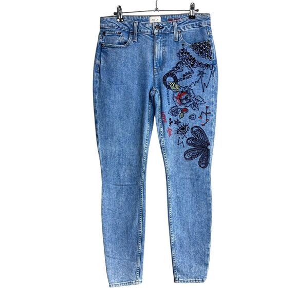 Alice + Olivia Denim - Alice & Olivia Embroidered Jeans Womens Size 26 Blue Boho Flower Hippie Skinny